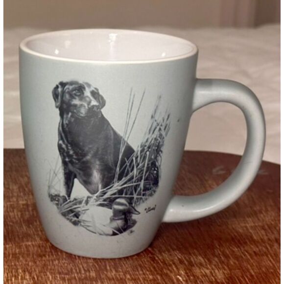 Gander Mountain Al Agnew Black Lab Hunting Dog with Duck Decoy Gray Coffee Mug - Picture 1 of 6